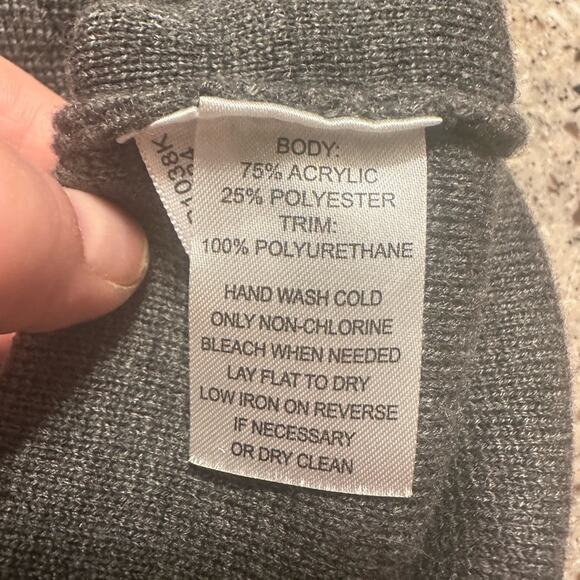 Calvin Klein Gray Zip Long Sweater with Black Leather Pockets Size Medium - Picture 8 of 8